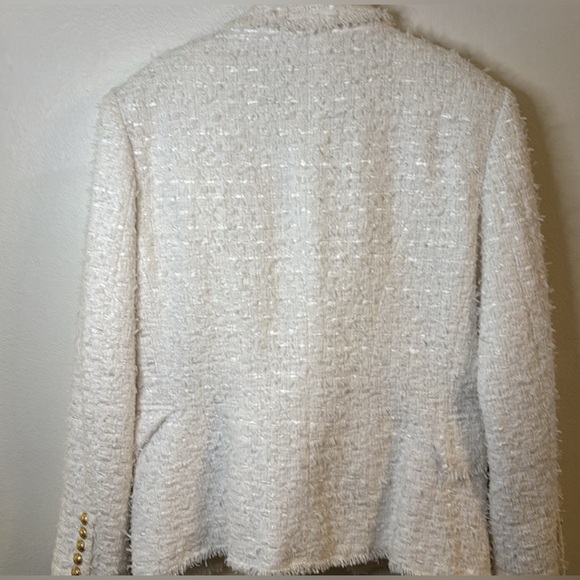😍Authentic SOLD OUT Balmain subtle white tweed blazer gold buttons size 44 Euro - Picture 10 of 16
